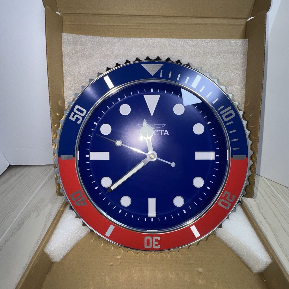 Invicta Pro Diver 12” Wall Clock In Pepsi / Patriotic Red/Blue New In Box Nice!!